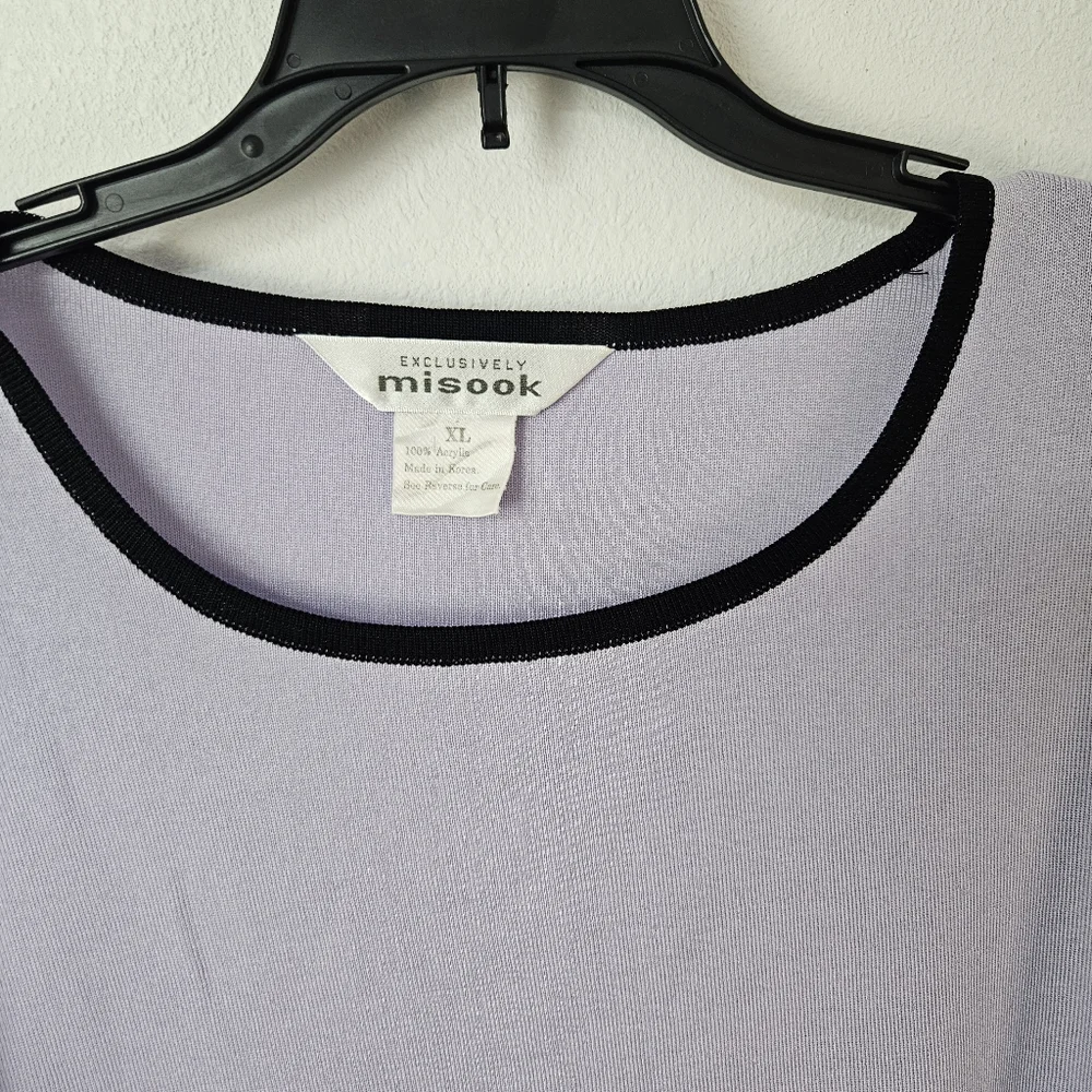 Exclusively Misook Purple Lavender Short Sleeve Top Size XL